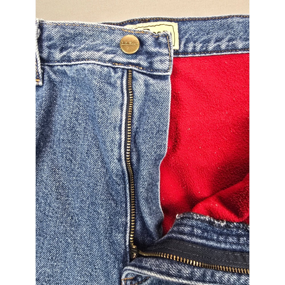 L.L. Bean Insulated Relaxed Fit Medium Wash Cozy Denim Jeans - Women's 16 M/T - Picture 3 of 13